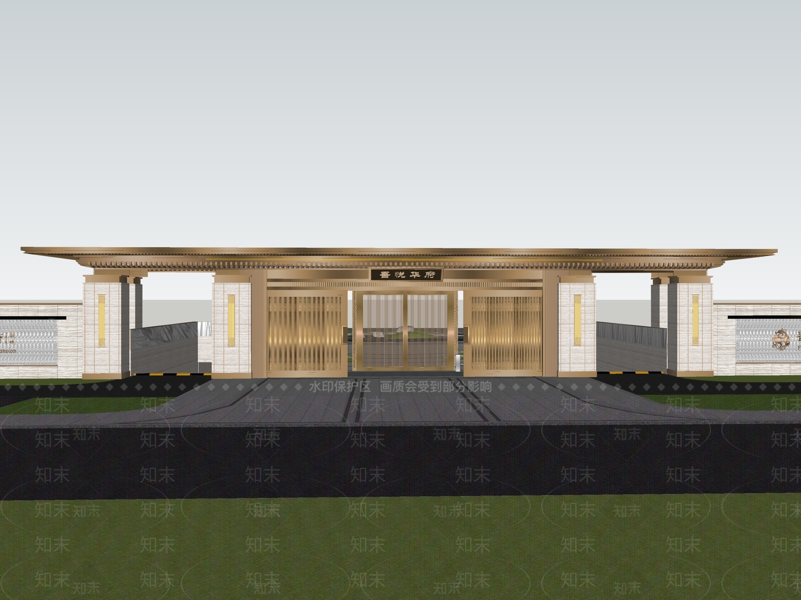 新中式小区建筑SU模型下载【ID:1170751948】