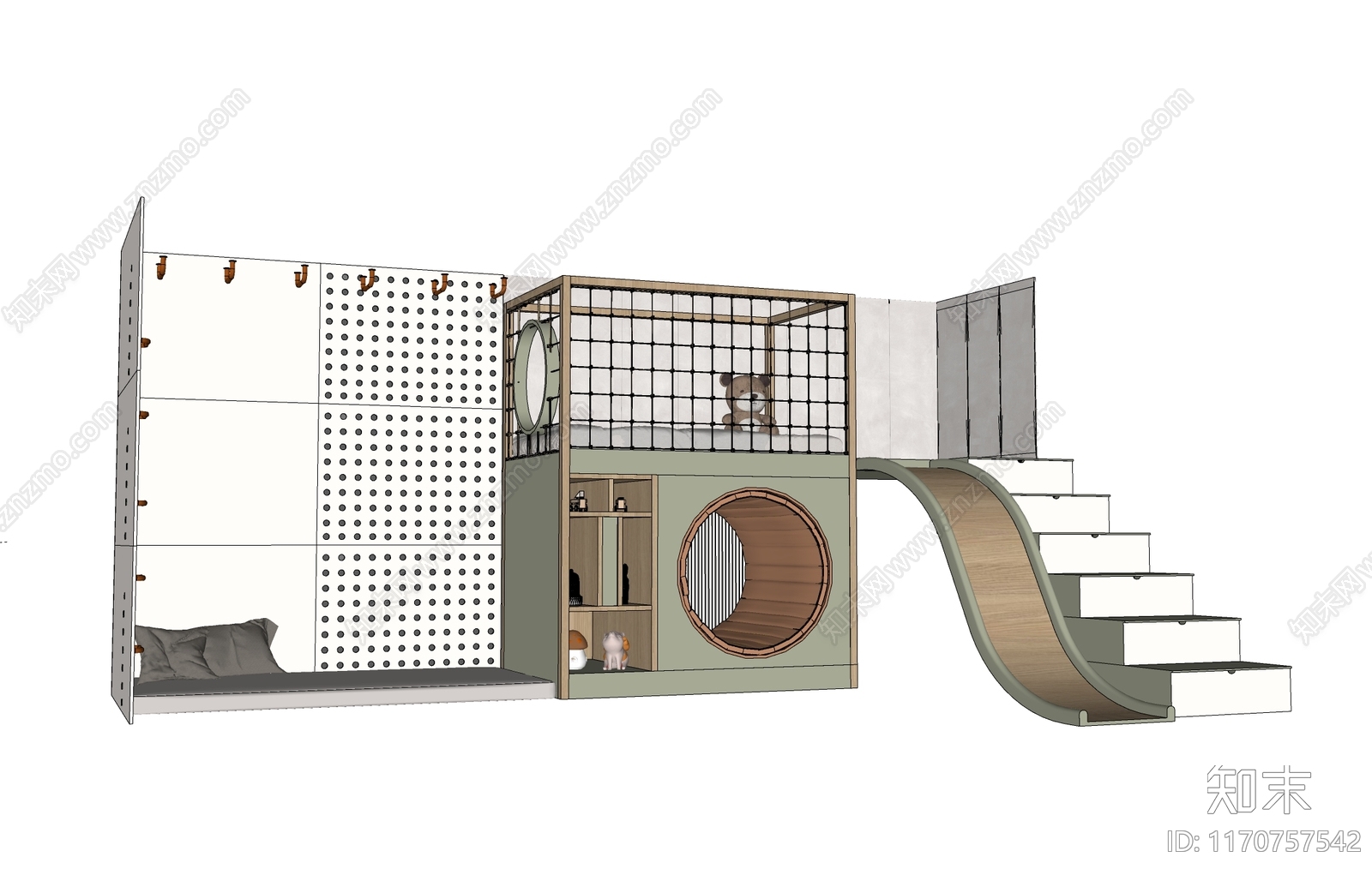 现代通用儿童房SU模型下载【ID:1170757542】