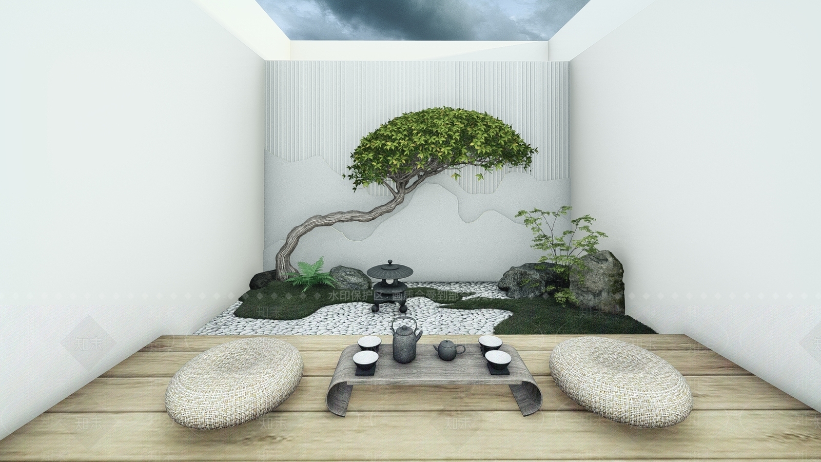 现代别墅庭院SU模型下载【ID:1170762054】