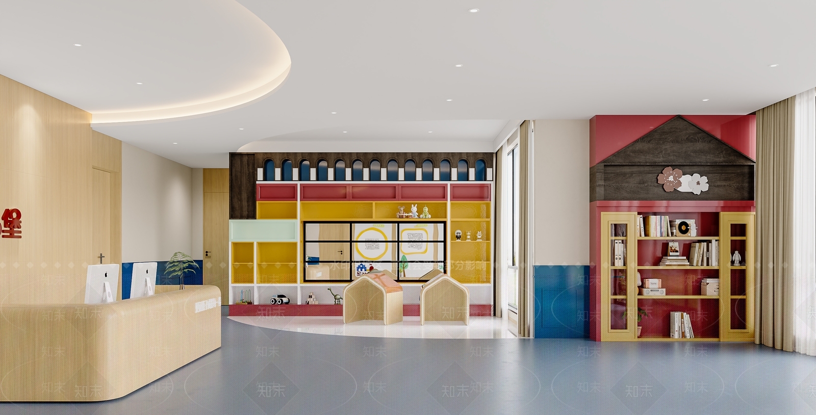 现代奶油幼儿园3D模型下载【ID:1170763885】