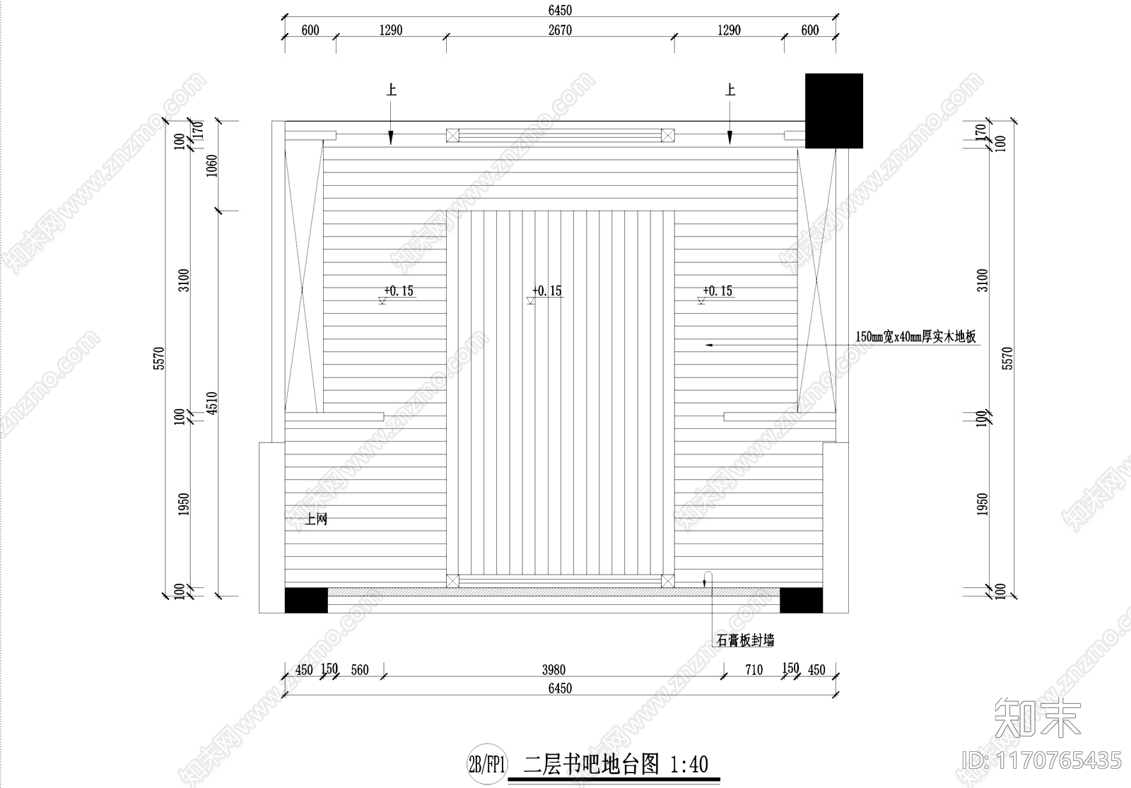 简欧书店施工图下载【ID:1170765435】