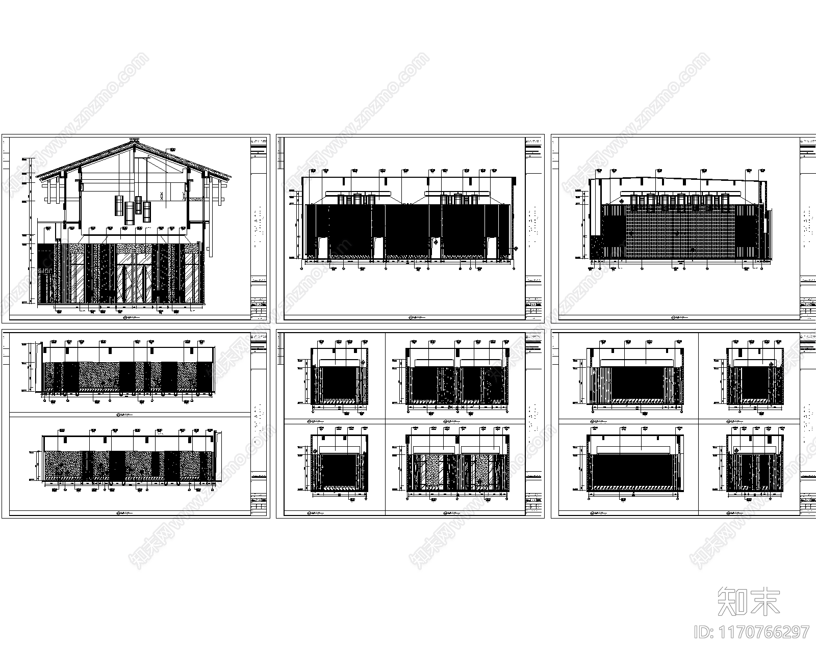 现代新中式酒店cad施工图下载【ID:1170766297】