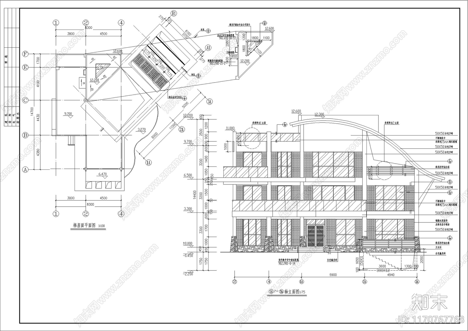 现代别墅建筑cad施工图下载【ID:1170767768】