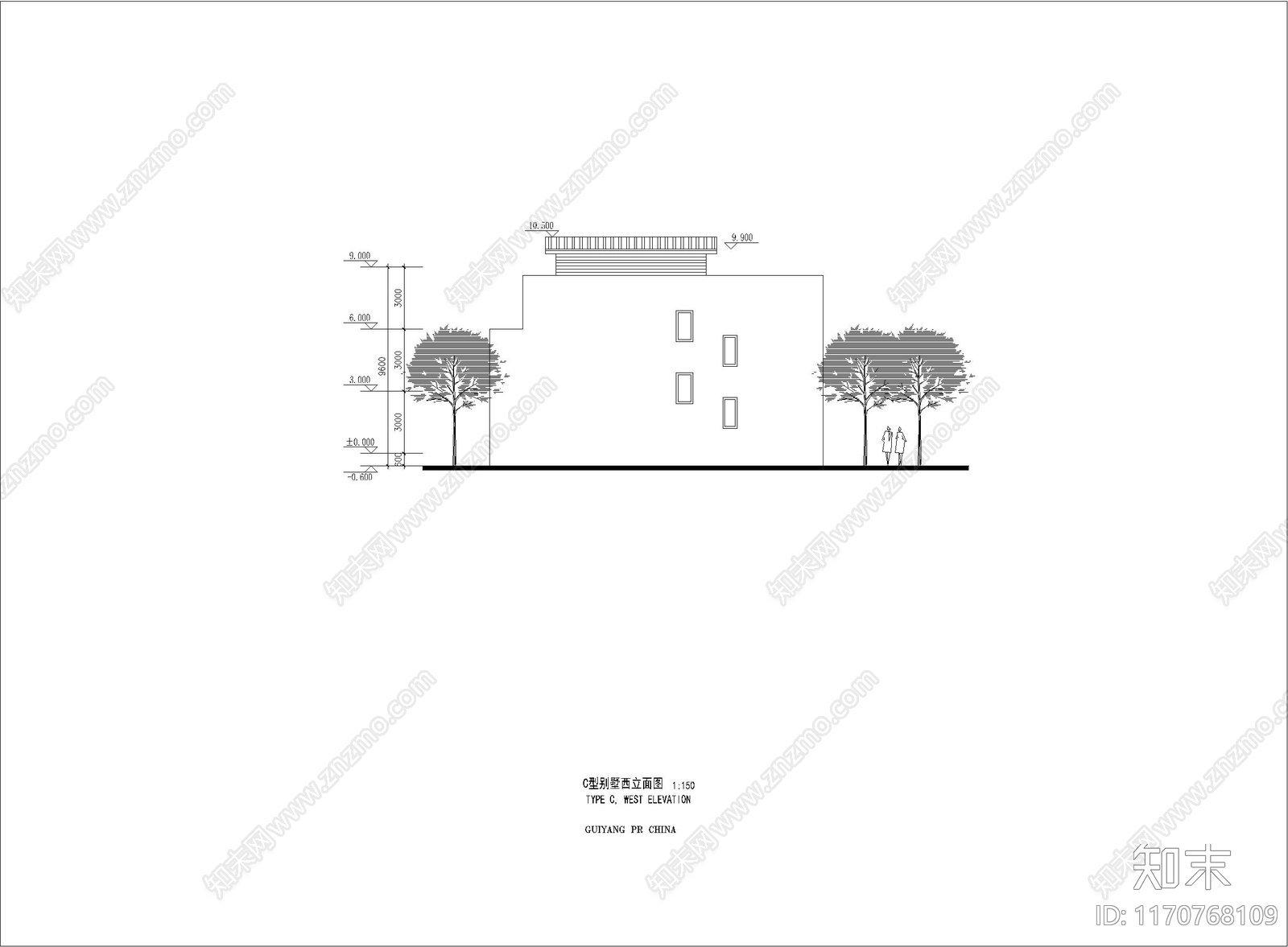 现代别墅建筑cad施工图下载【ID:1170768109】