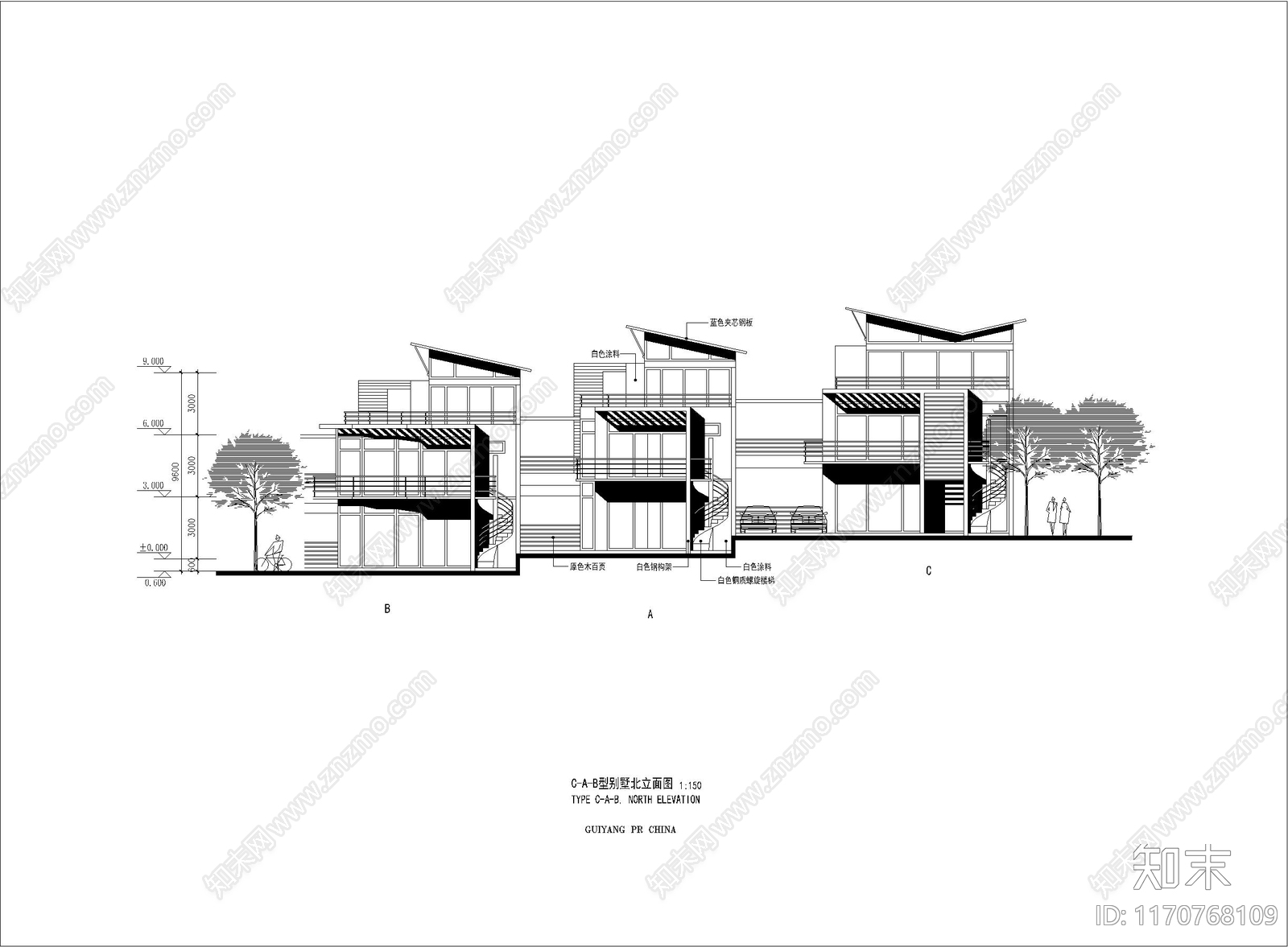 现代别墅建筑cad施工图下载【ID:1170768109】