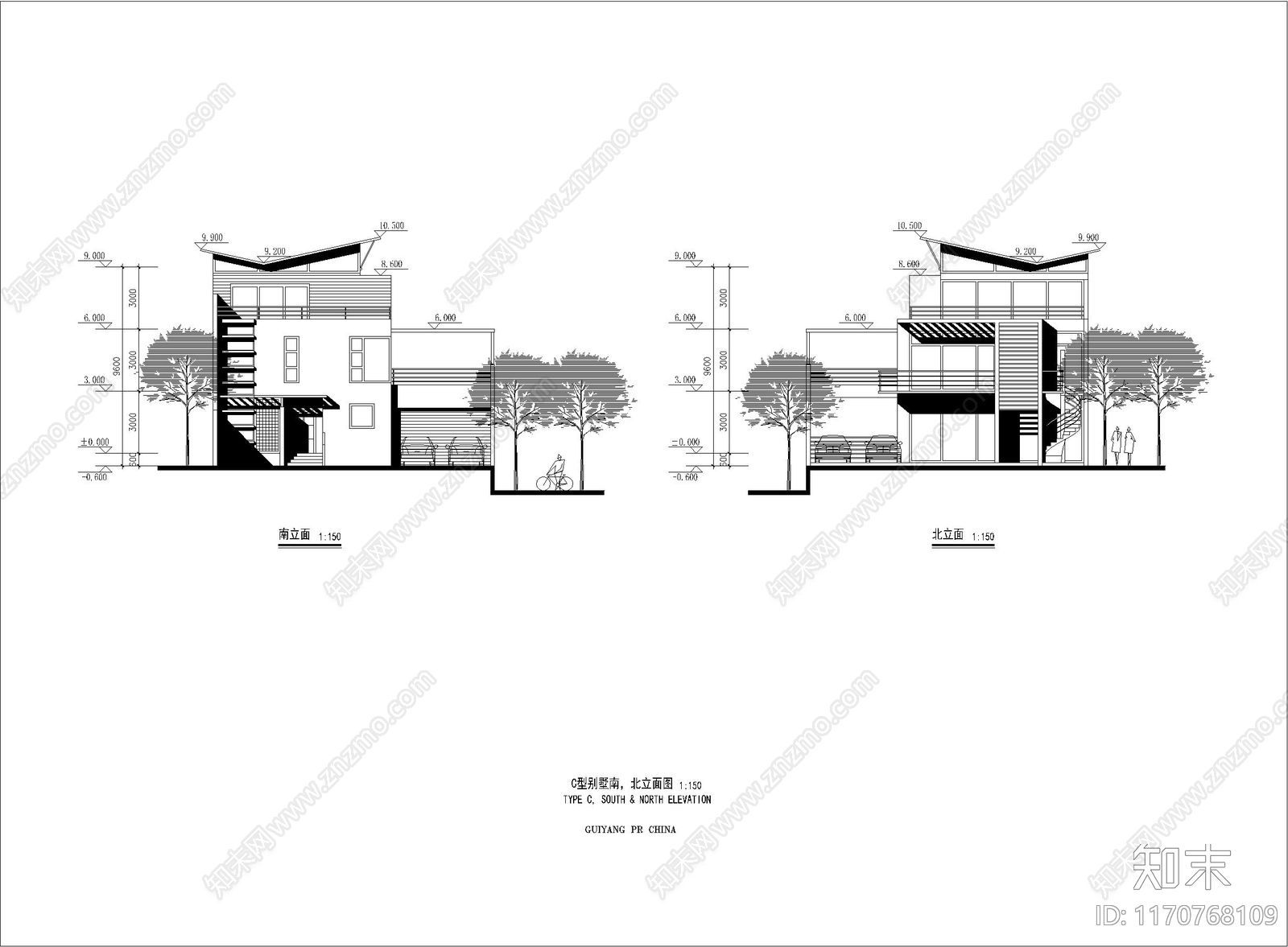 现代别墅建筑cad施工图下载【ID:1170768109】