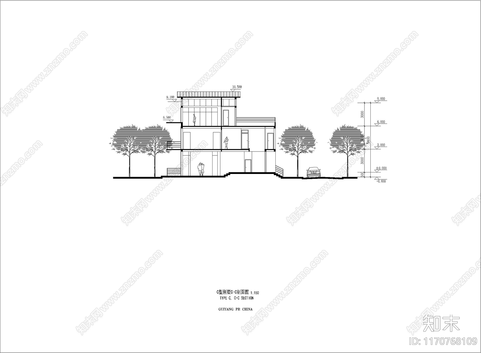 现代别墅建筑cad施工图下载【ID:1170768109】