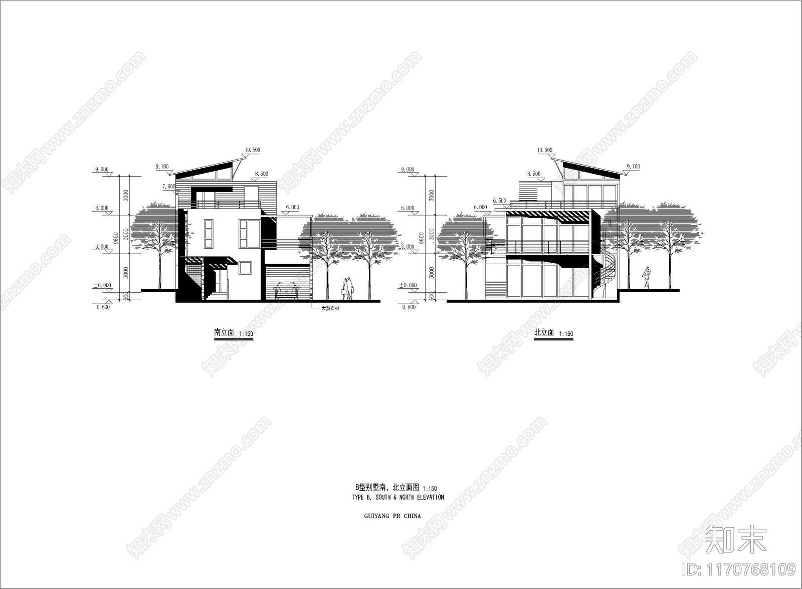 现代别墅建筑cad施工图下载【ID:1170768109】