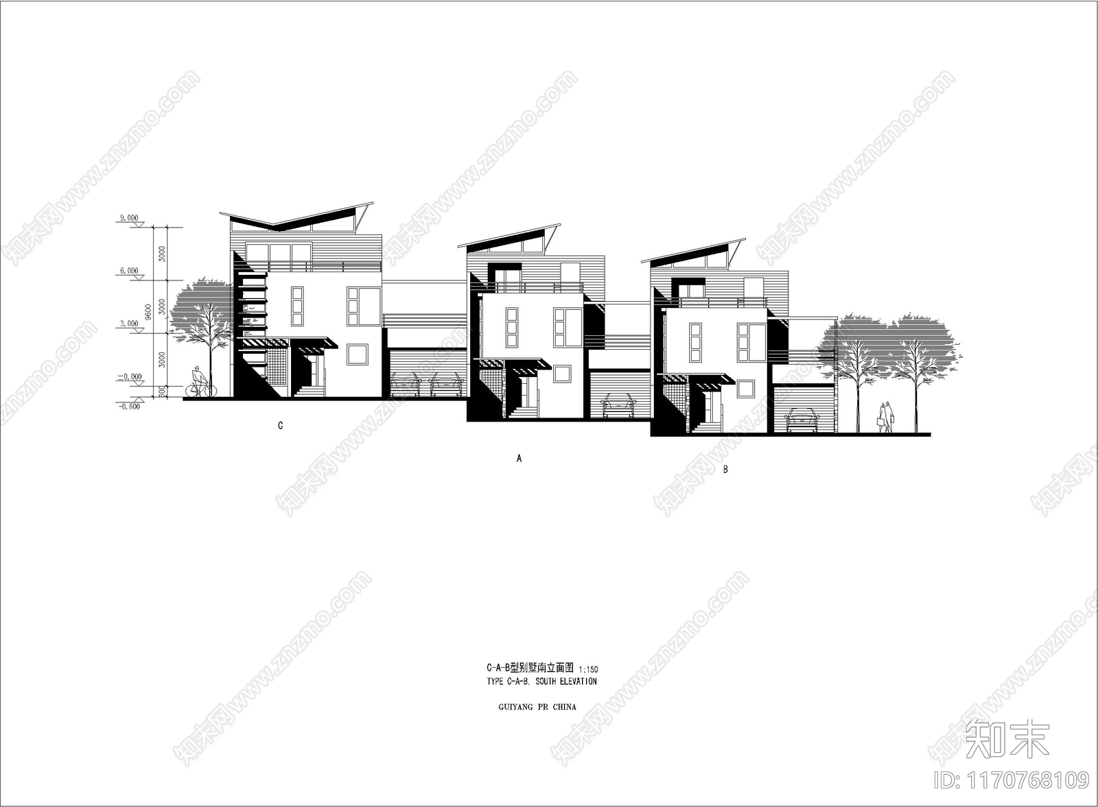 现代别墅建筑cad施工图下载【ID:1170768109】