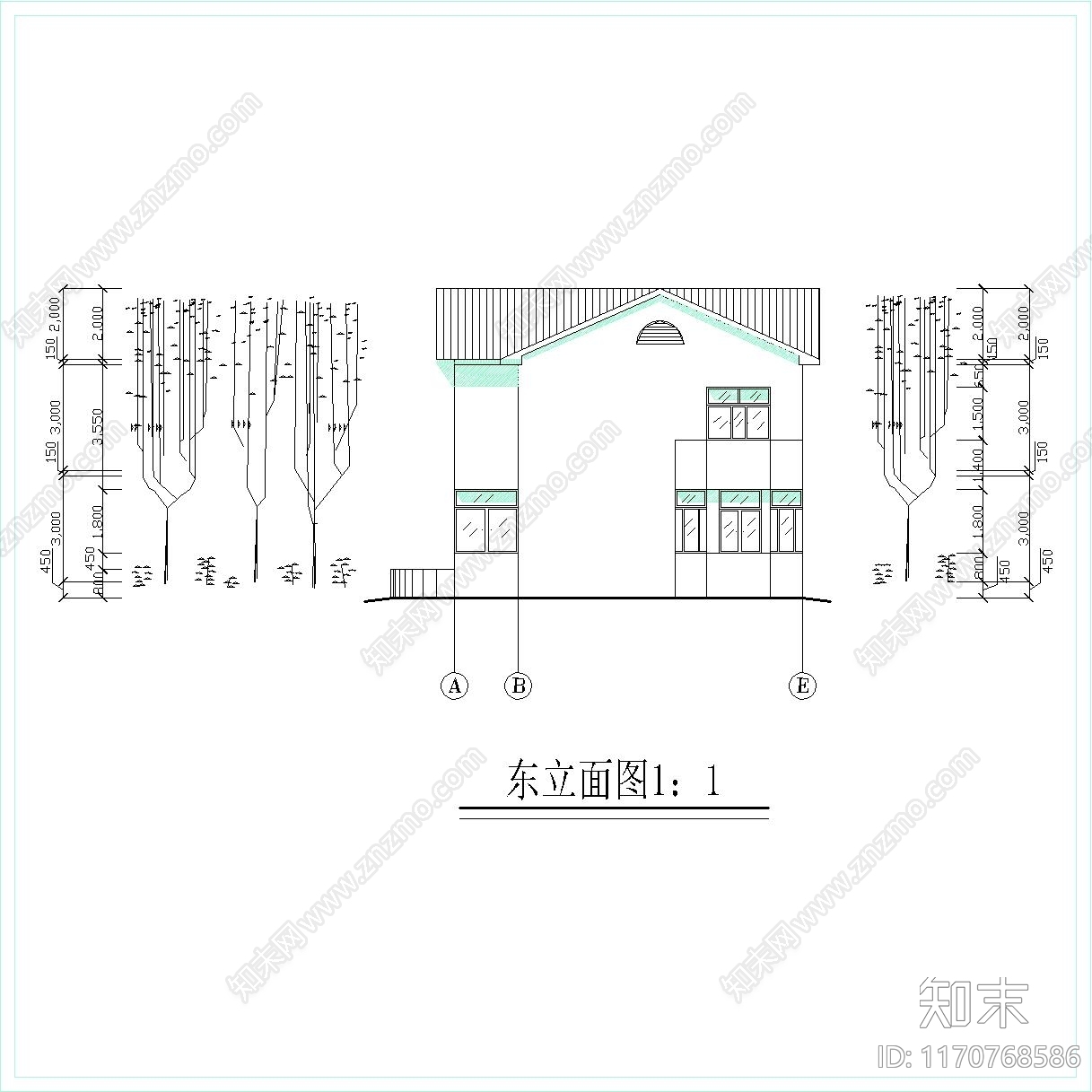 现代简欧别墅建筑施工图下载【ID:1170768586】