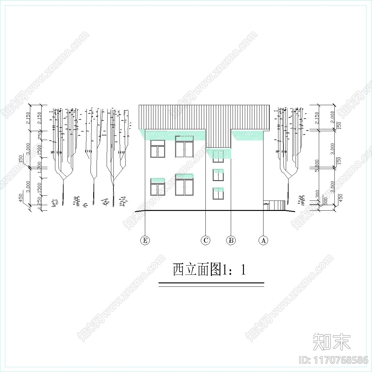 现代简欧别墅建筑施工图下载【ID:1170768586】