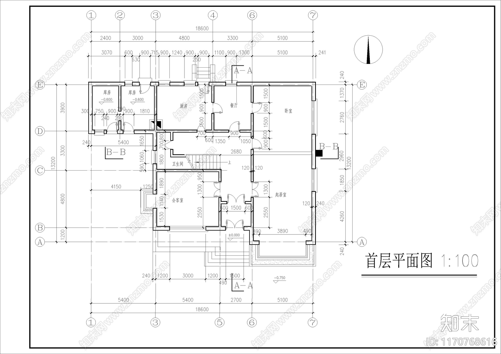 现代别墅建筑cad施工图下载【ID:1170768616】