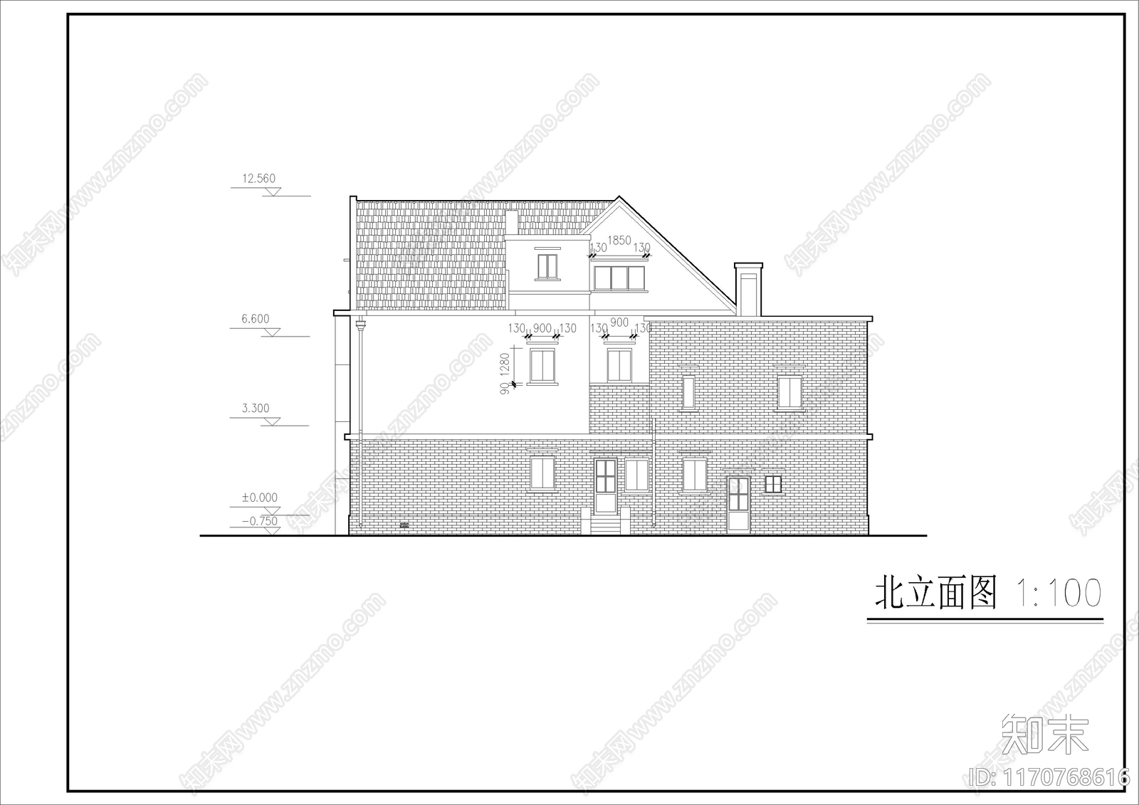 现代别墅建筑cad施工图下载【ID:1170768616】