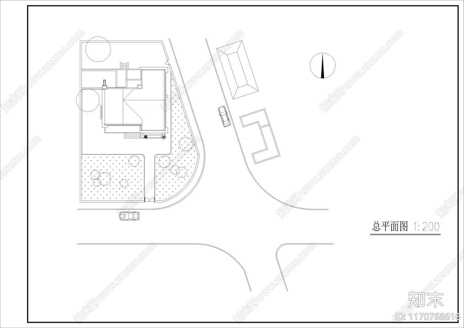 现代别墅建筑cad施工图下载【ID:1170768616】