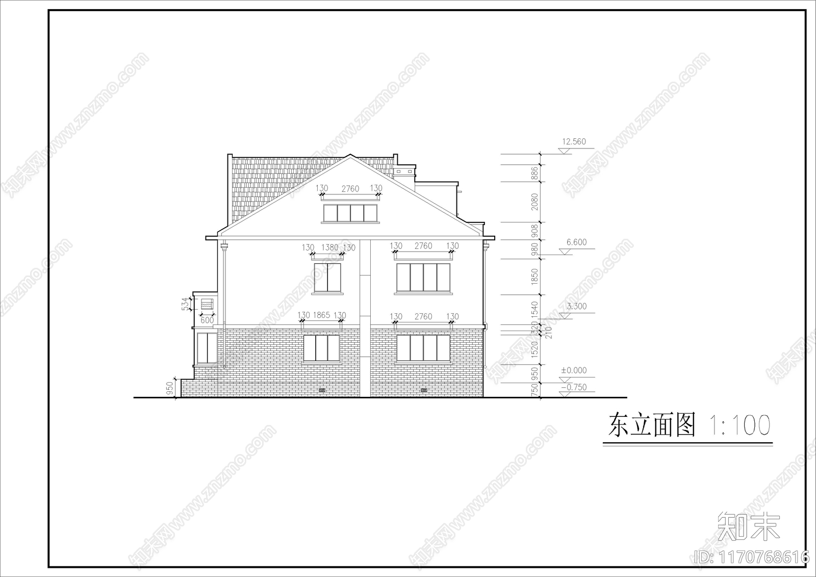 现代别墅建筑cad施工图下载【ID:1170768616】