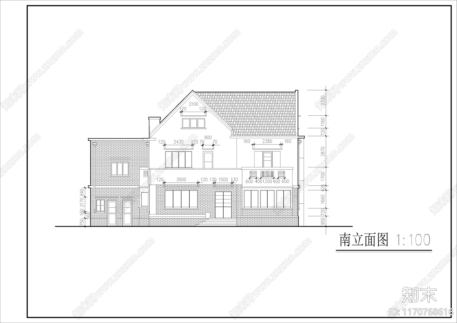 现代别墅建筑cad施工图下载【ID:1170768616】