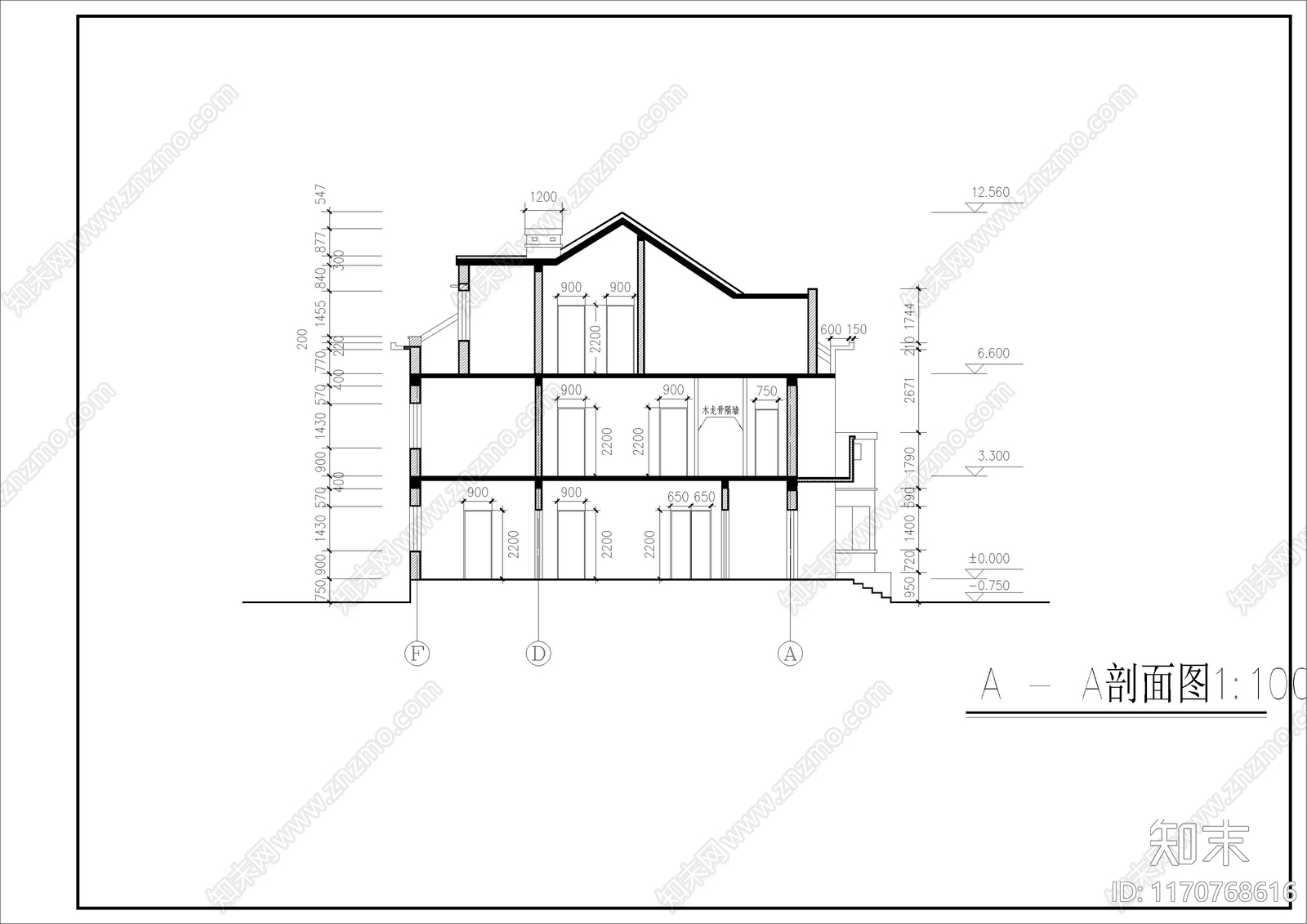 现代别墅建筑cad施工图下载【ID:1170768616】