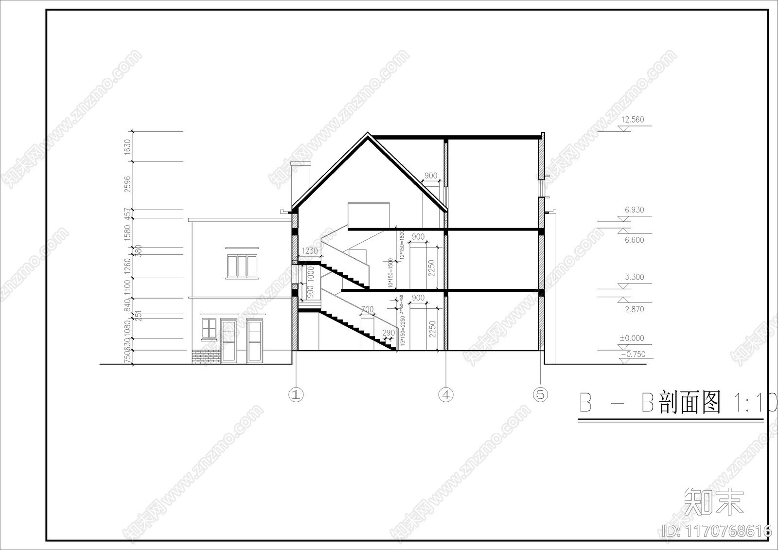 现代别墅建筑cad施工图下载【ID:1170768616】