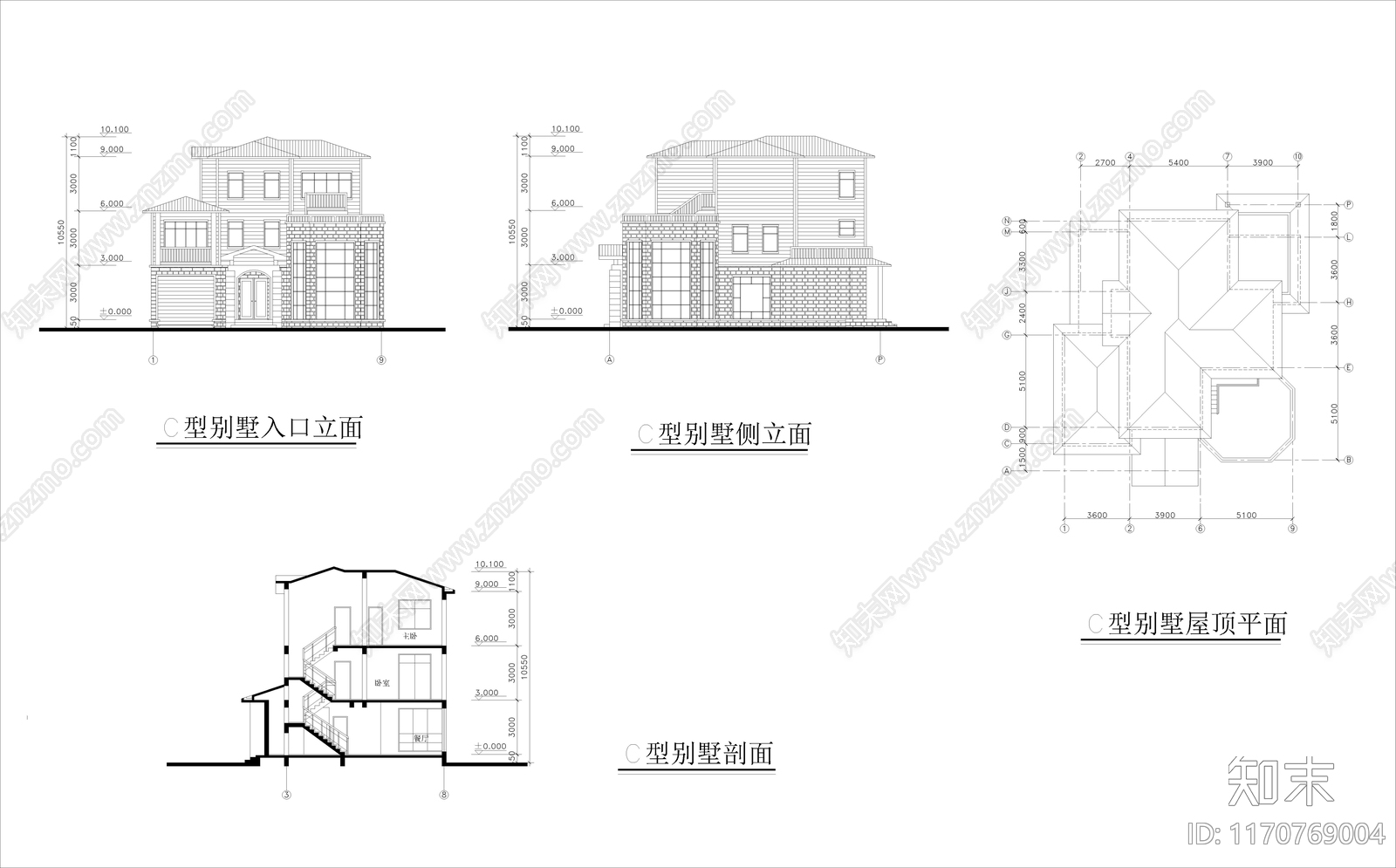 意式别墅建筑cad施工图下载【ID:1170769004】