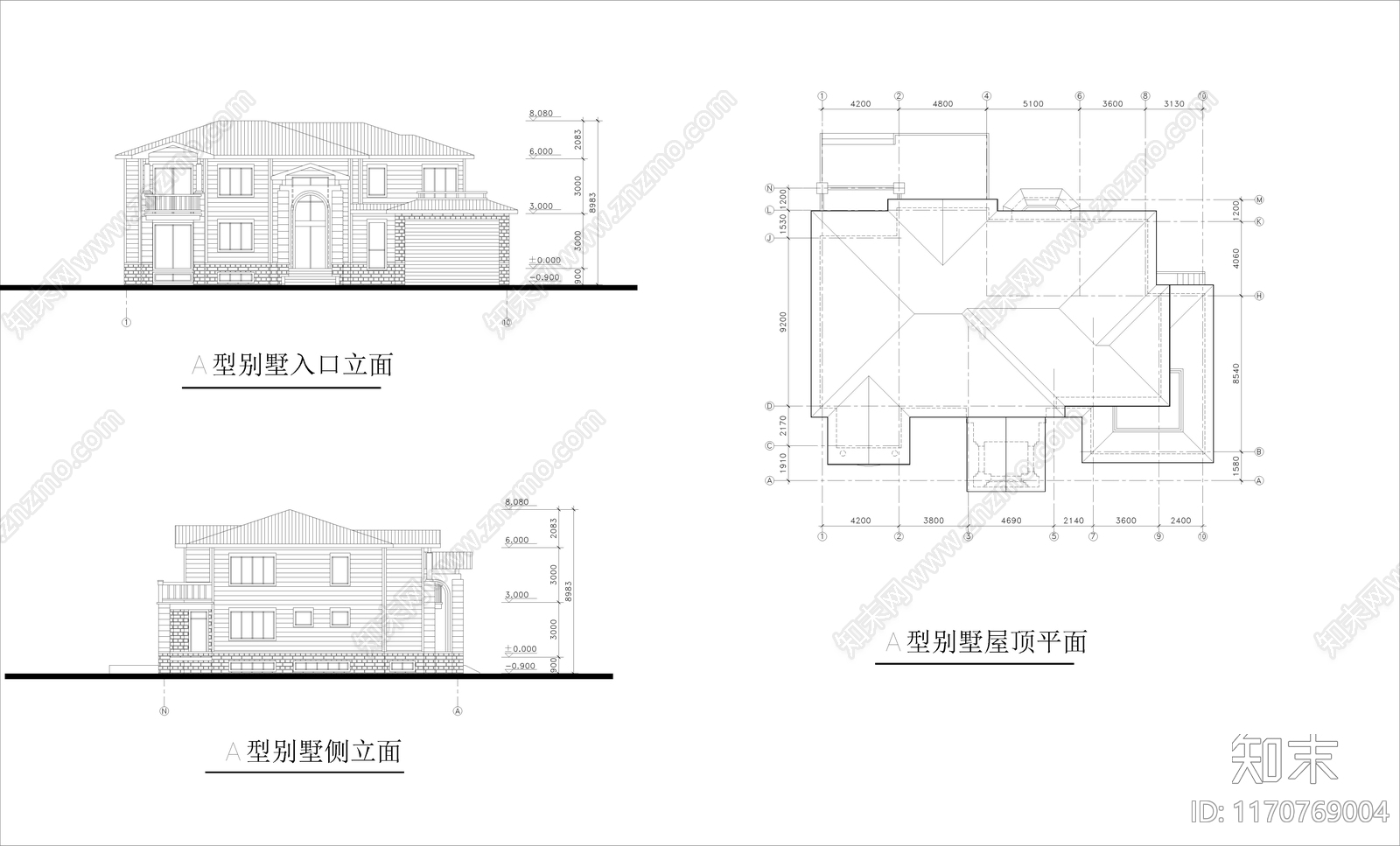 意式别墅建筑cad施工图下载【ID:1170769004】