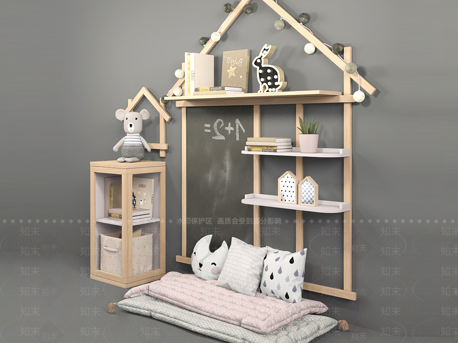 现代儿童床3D模型下载【ID:1170774664】