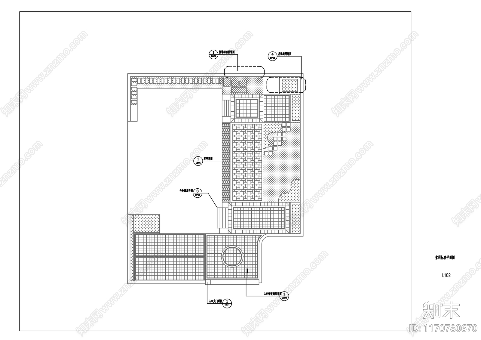 现代庭院cad施工图下载【ID:1170780670】