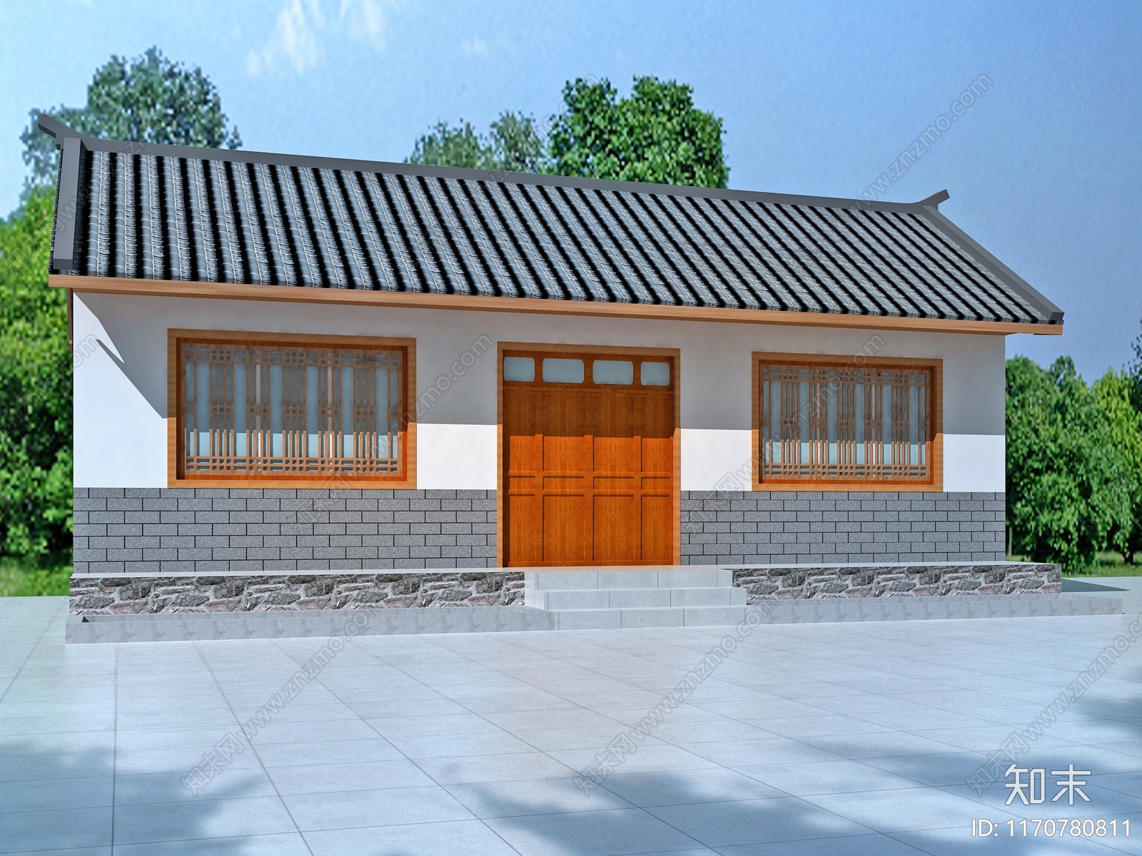 现代新中式四合院3D模型下载【ID:1170780811】