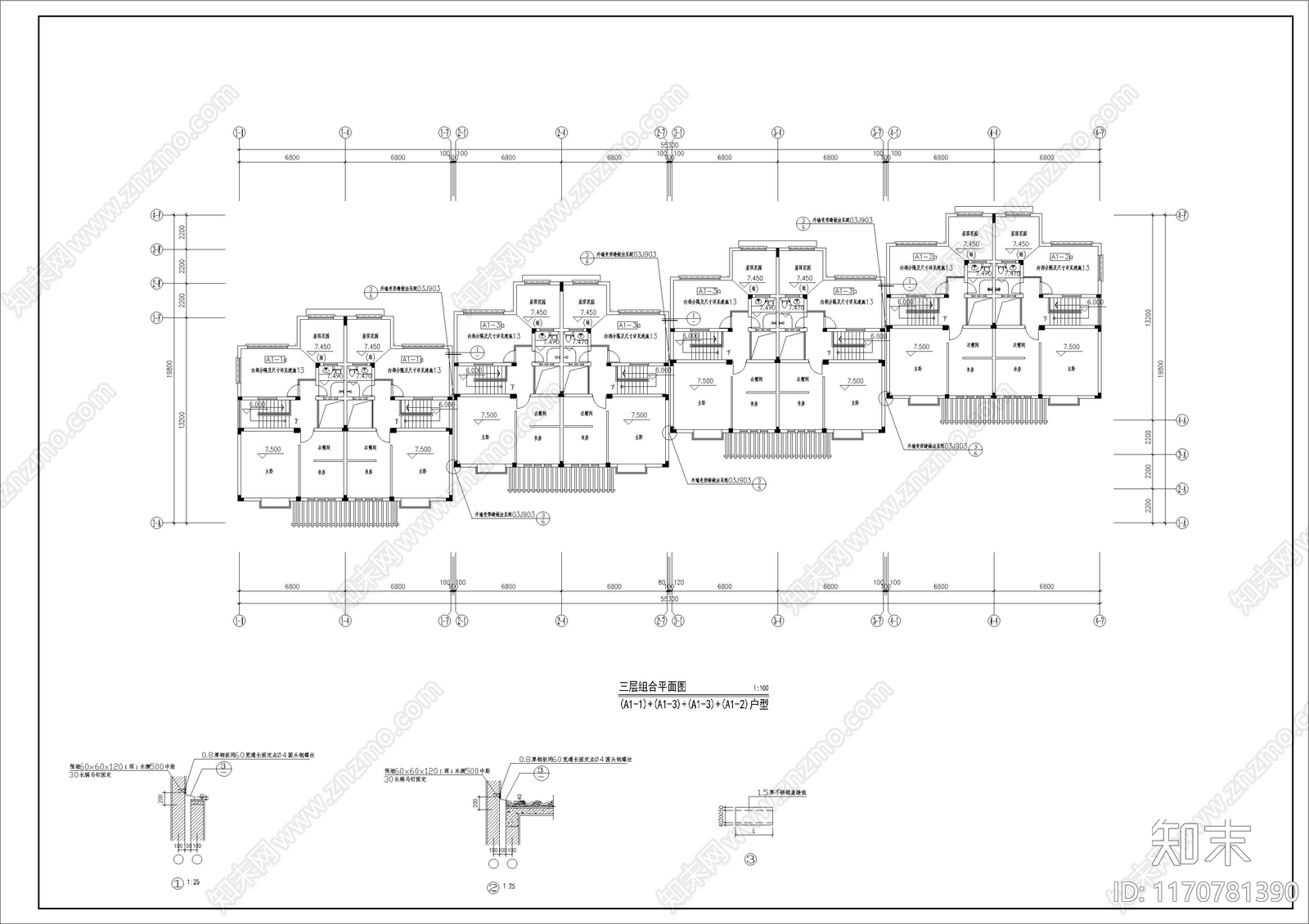 现代简欧别墅建筑cad施工图下载【ID:1170781390】