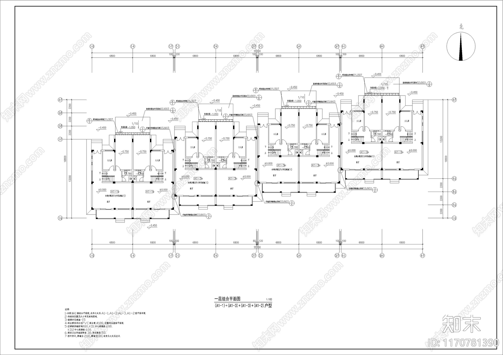 现代简欧别墅建筑cad施工图下载【ID:1170781390】