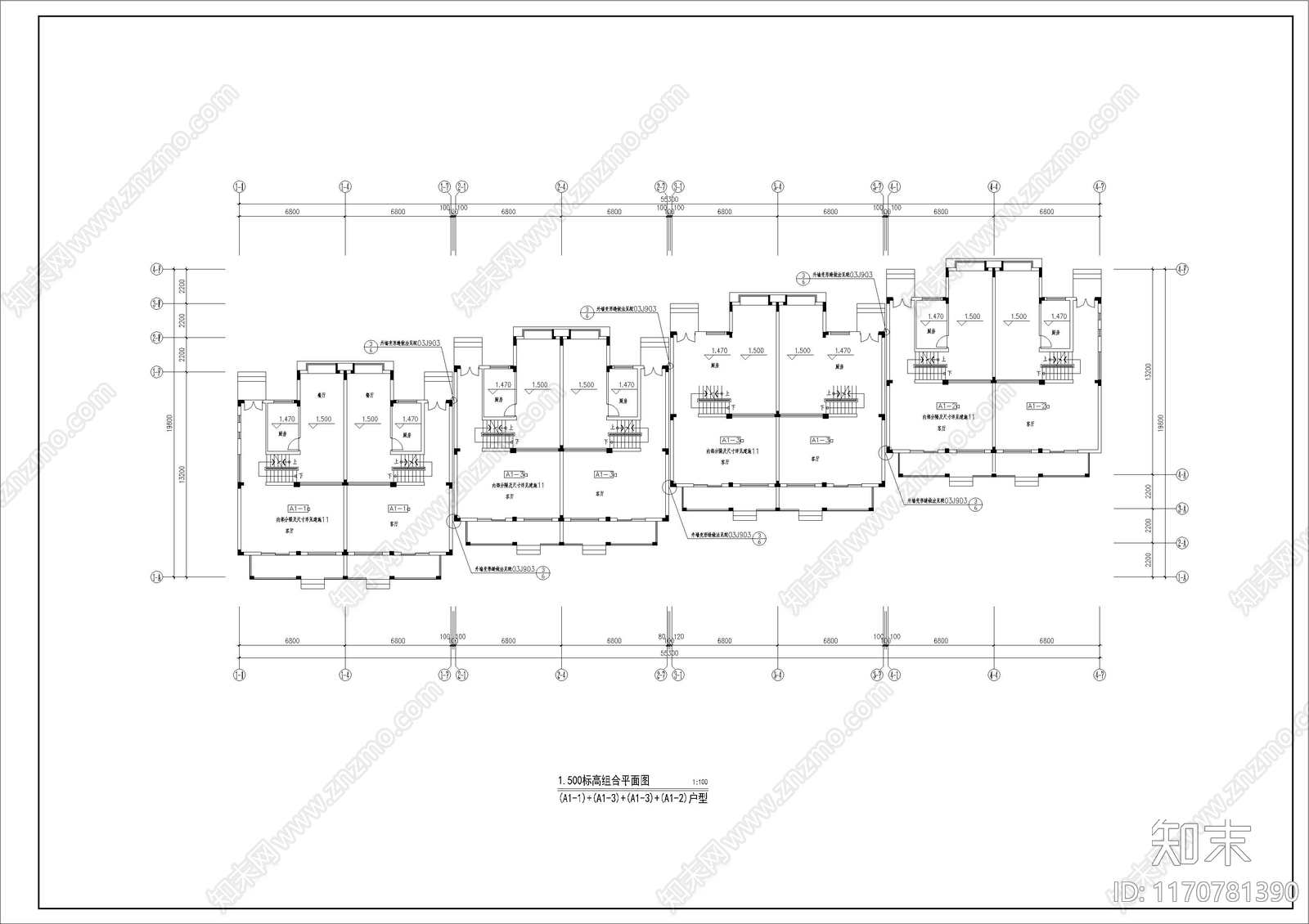 现代简欧别墅建筑cad施工图下载【ID:1170781390】