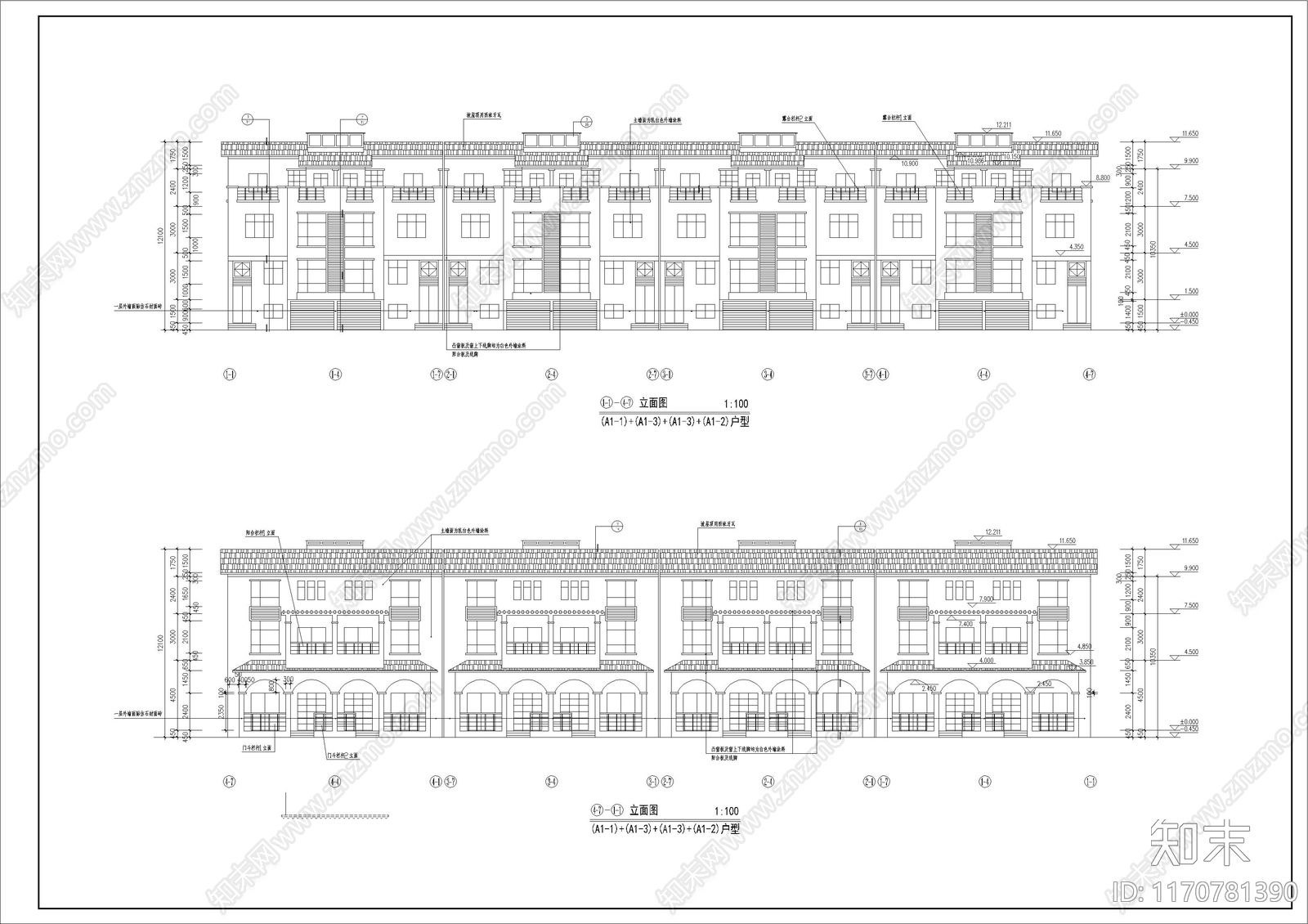 现代简欧别墅建筑cad施工图下载【ID:1170781390】