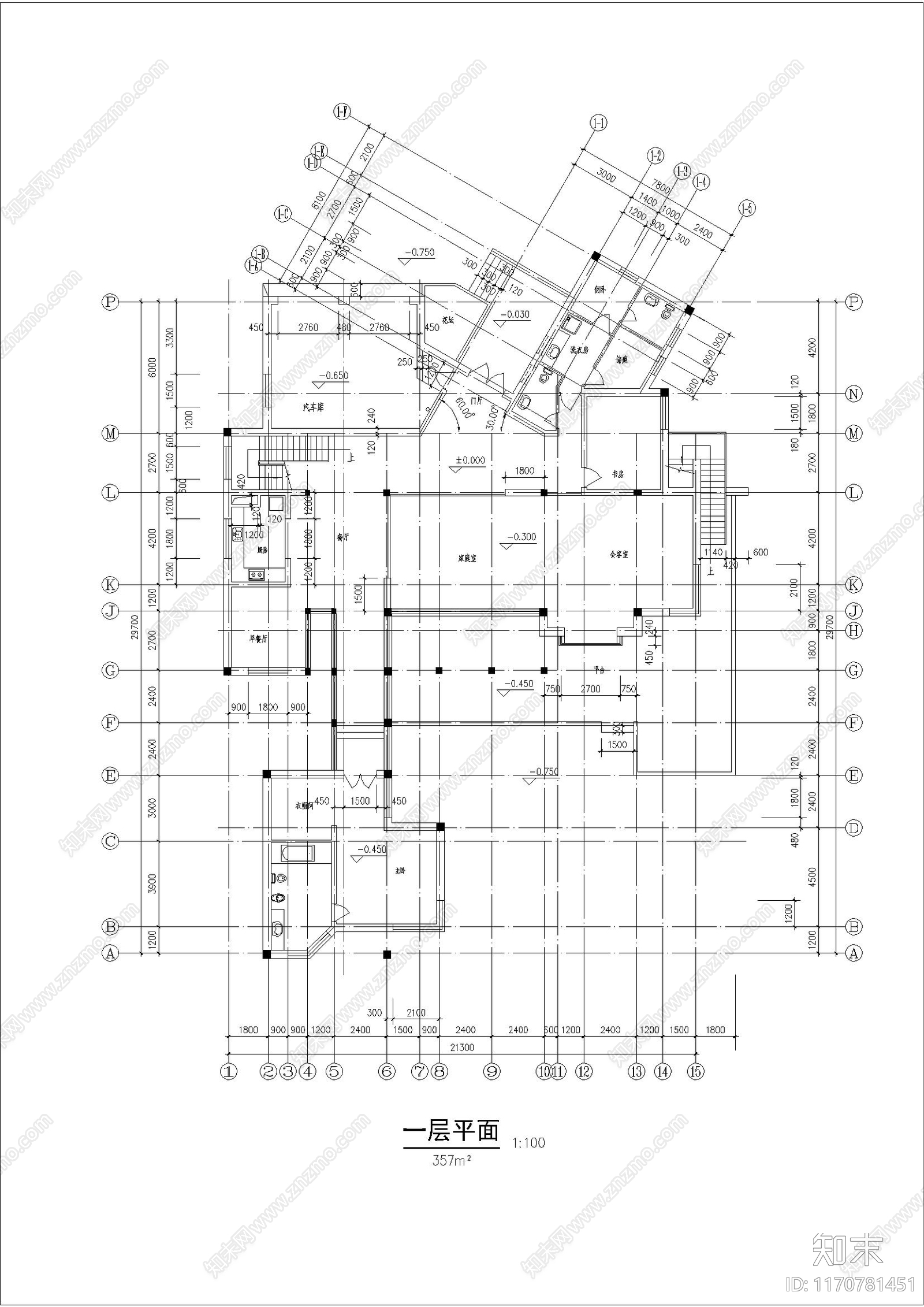 简约别墅建筑cad施工图下载【ID:1170781451】