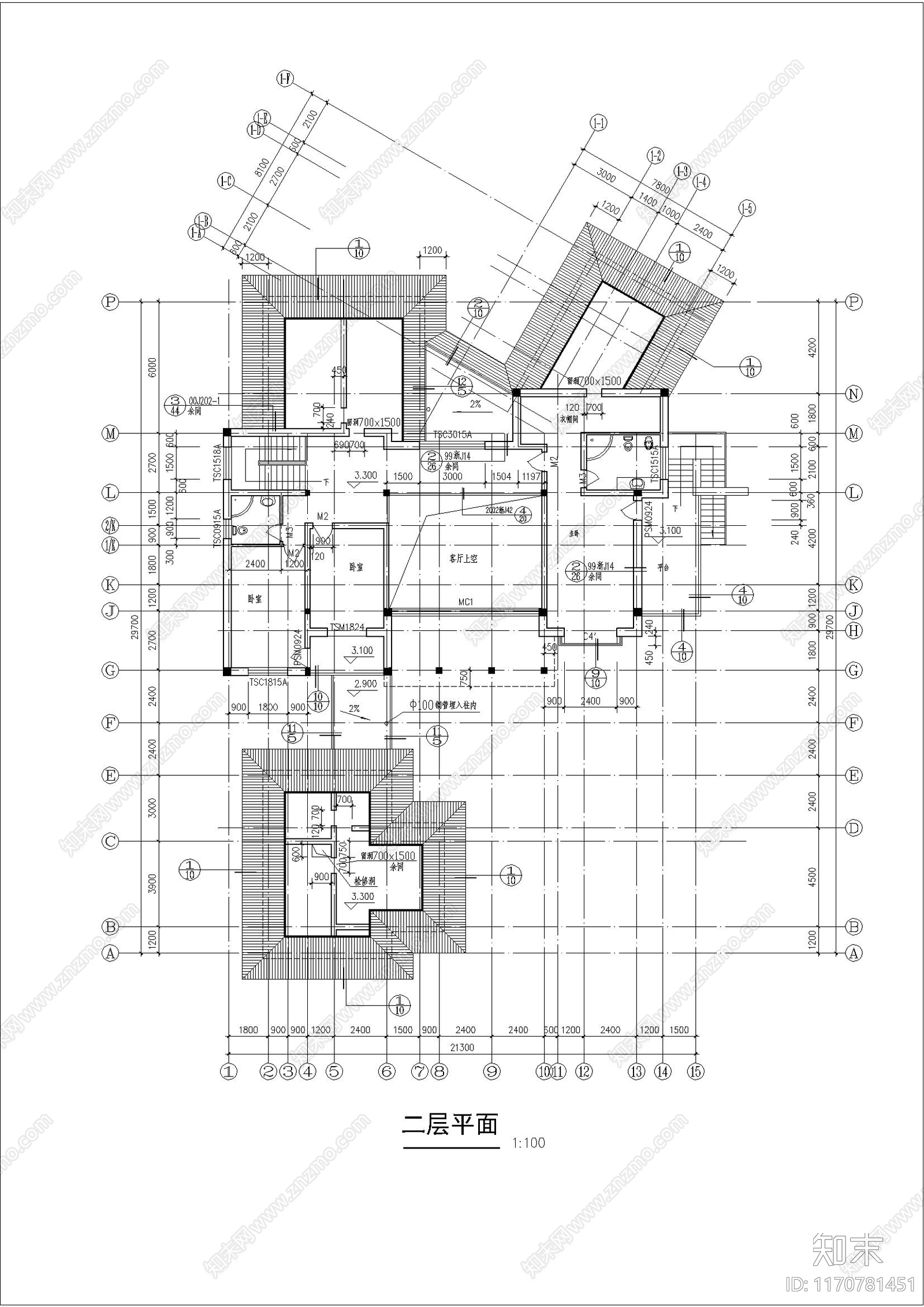 简约别墅建筑cad施工图下载【ID:1170781451】