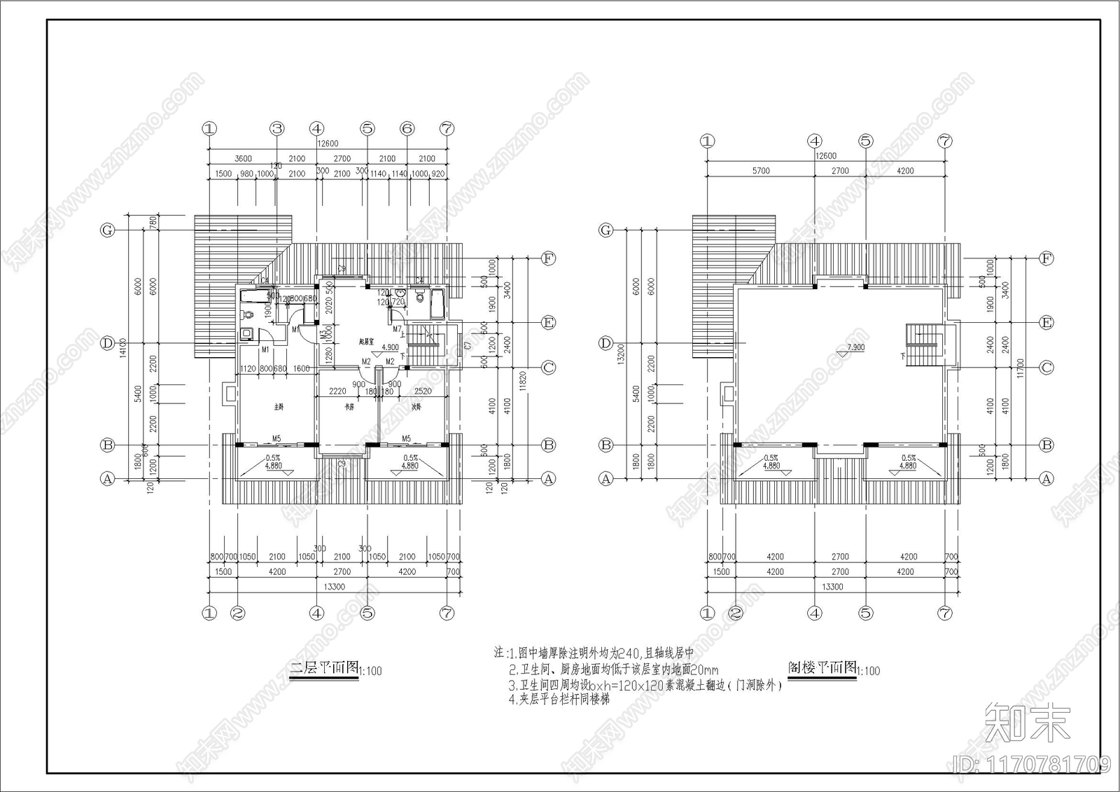 现代别墅建筑cad施工图下载【ID:1170781709】