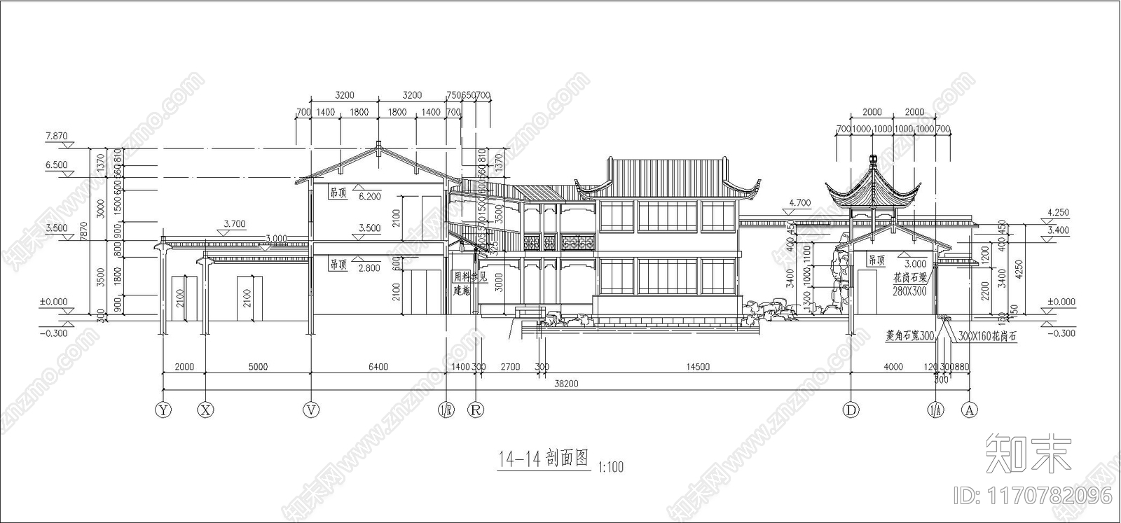 新中式中式别墅建筑cad施工图下载【ID:1170782096】