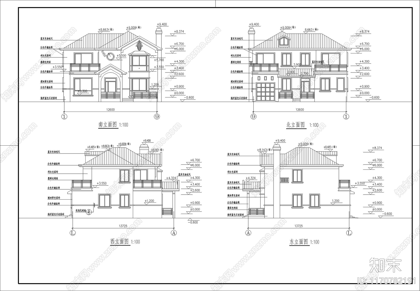 现代别墅建筑cad施工图下载【ID:1170782191】