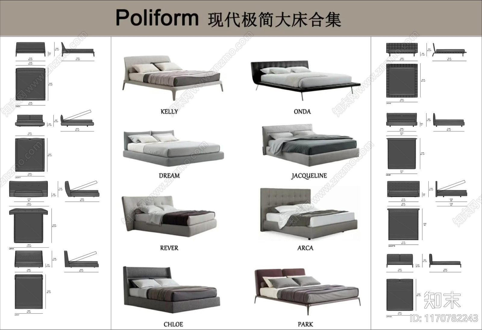 现代意式床施工图下载【ID:1170782243】