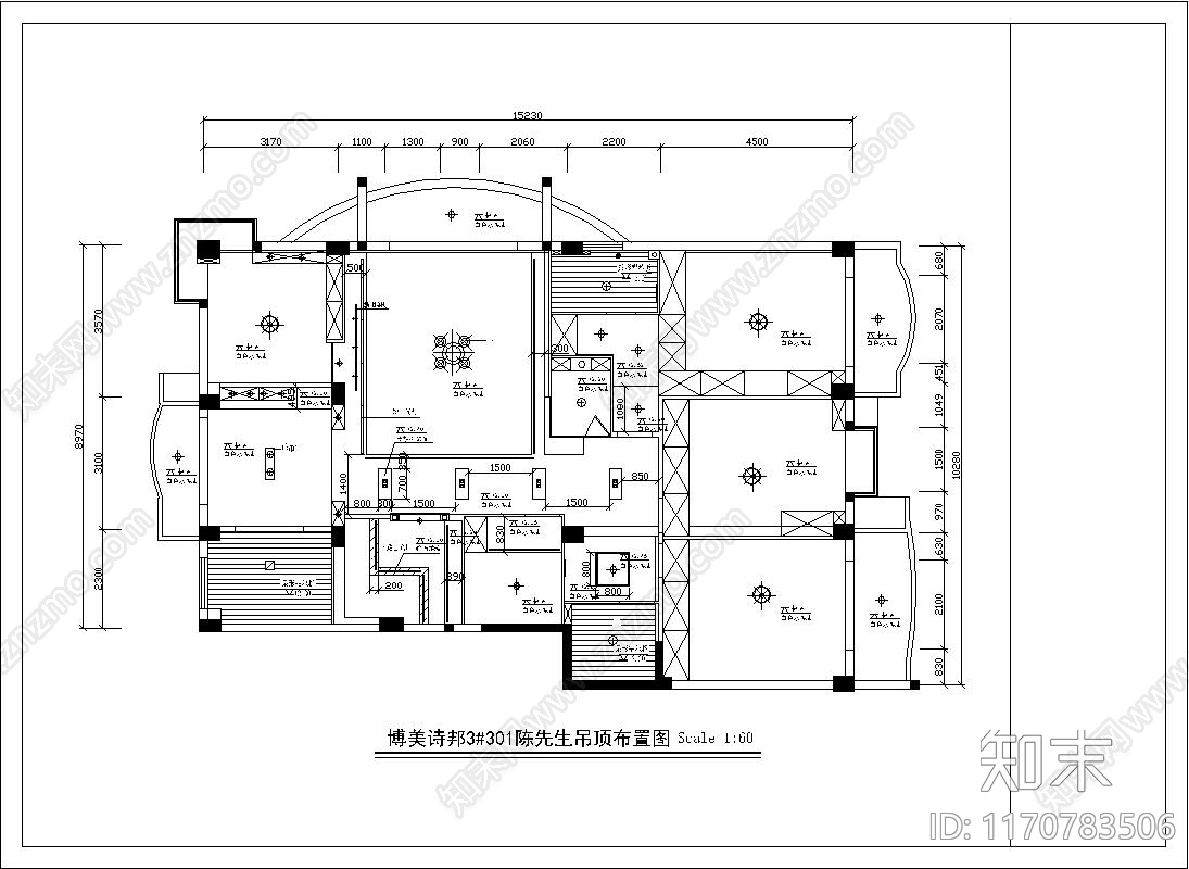 现代整体家装空间cad施工图下载【ID:1170783506】