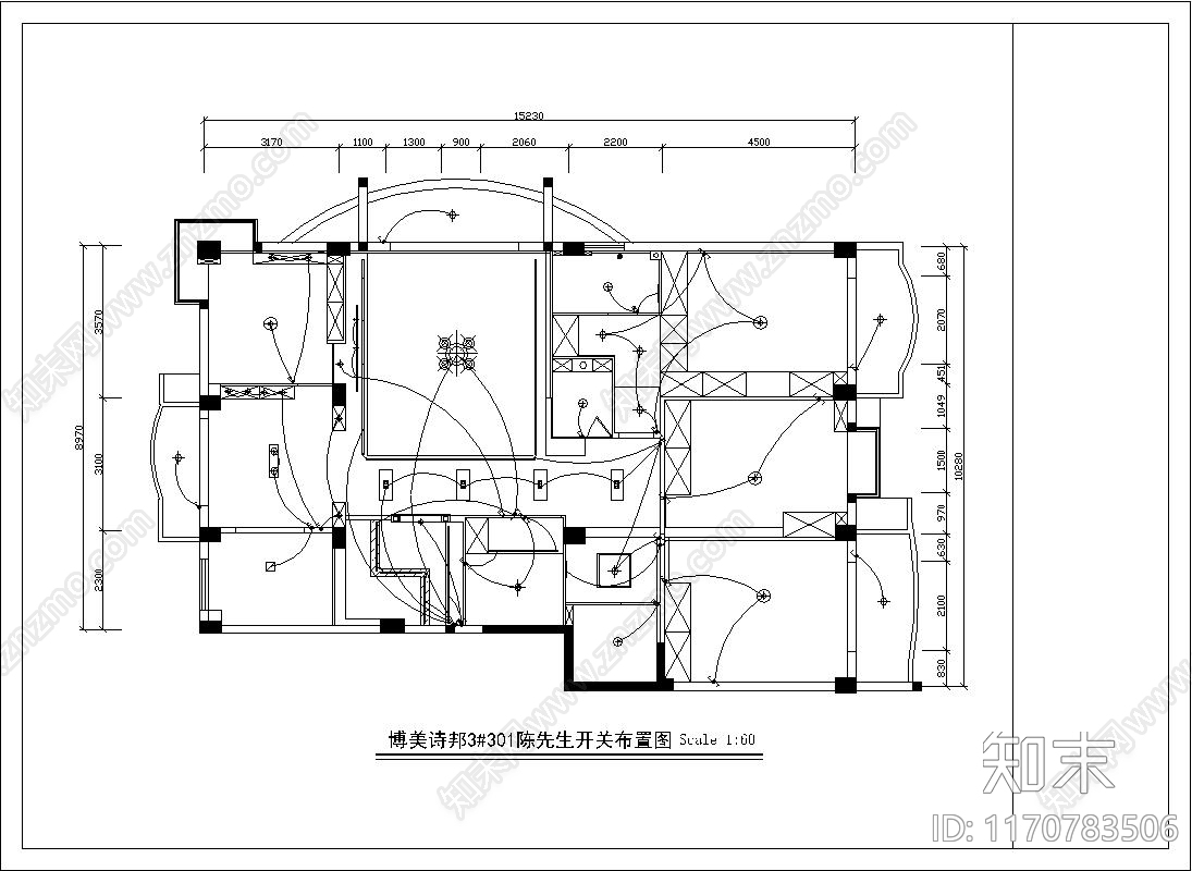 现代整体家装空间cad施工图下载【ID:1170783506】