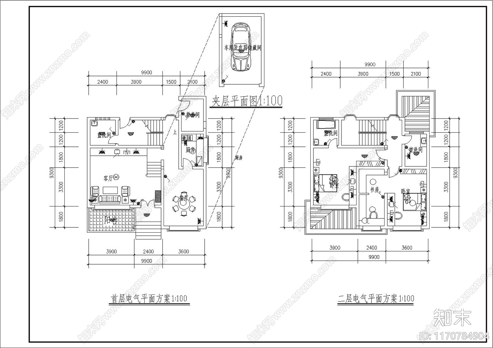 现代别墅建筑cad施工图下载【ID:1170784904】