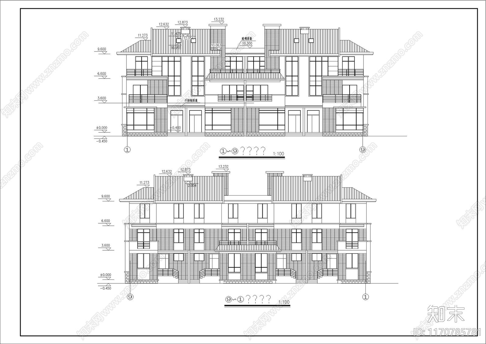 现代别墅建筑cad施工图下载【ID:1170785781】