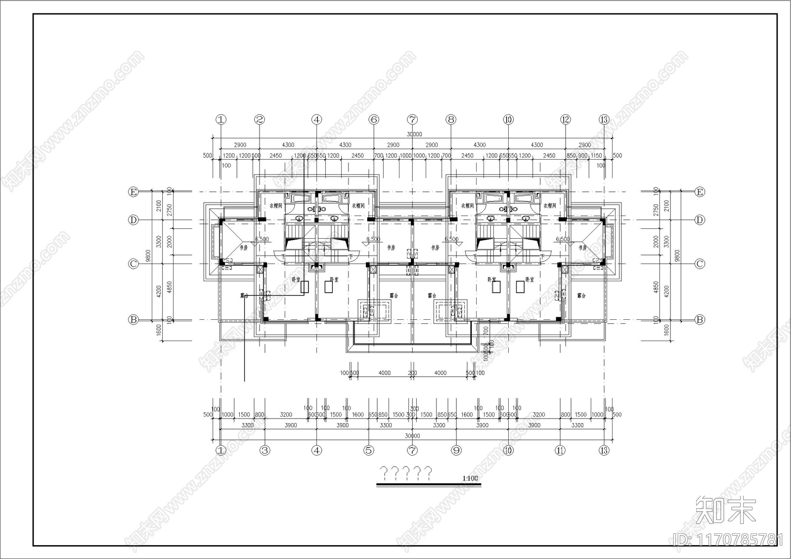 现代别墅建筑cad施工图下载【ID:1170785781】