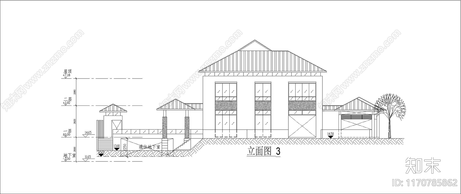 现代别墅建筑cad施工图下载【ID:1170785862】