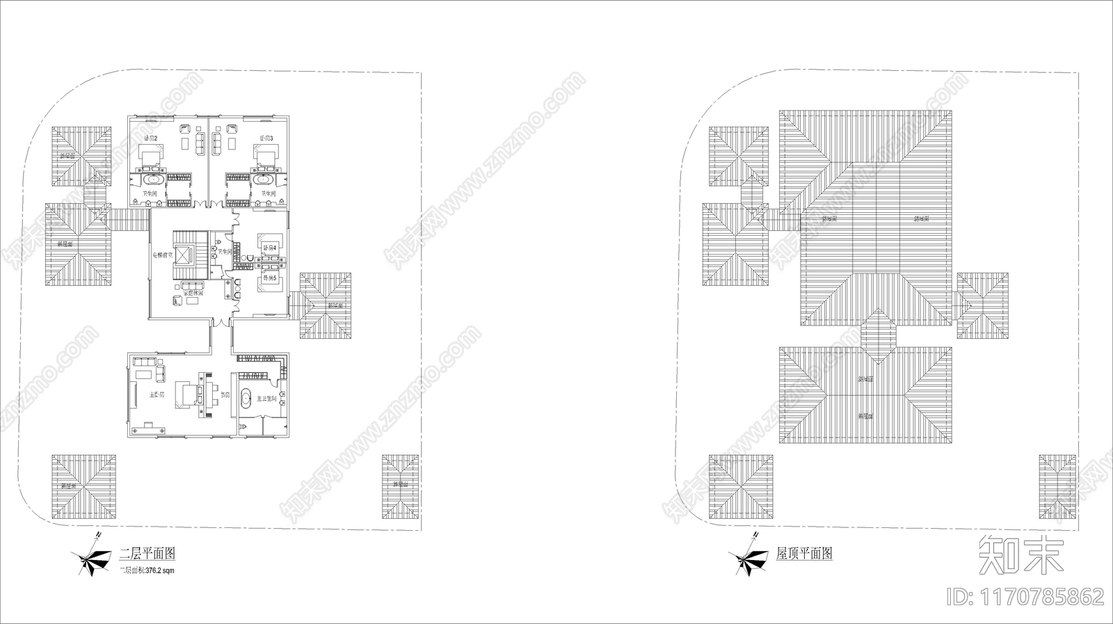 现代别墅建筑cad施工图下载【ID:1170785862】