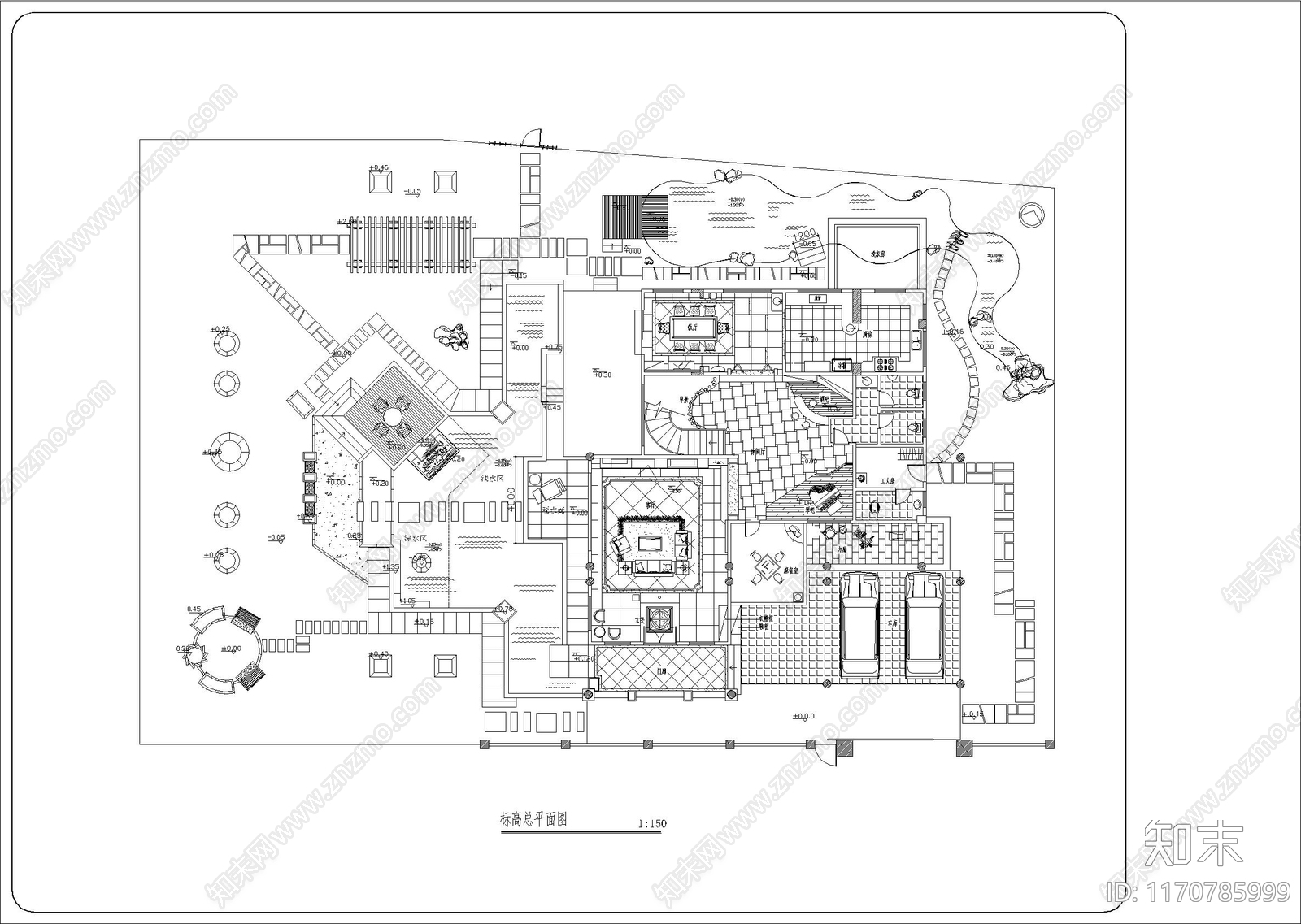 现代庭院cad施工图下载【ID:1170785999】