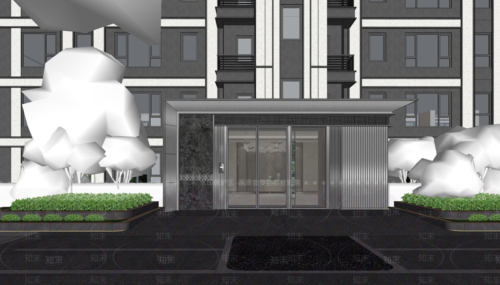 现代极简多层住宅SU模型下载【ID:1170789652】