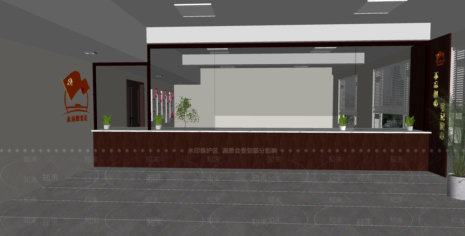 现代新中式办事大厅SU模型下载【ID:1170791118】