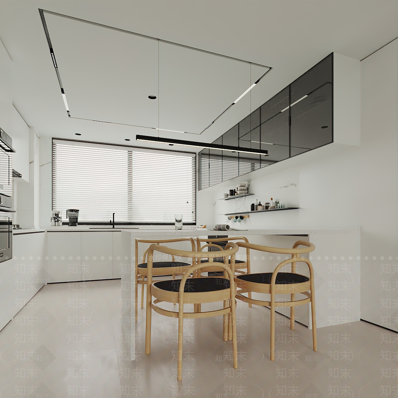 现代极简客餐厅3D模型下载【ID:1170793726】_知末3d模型网