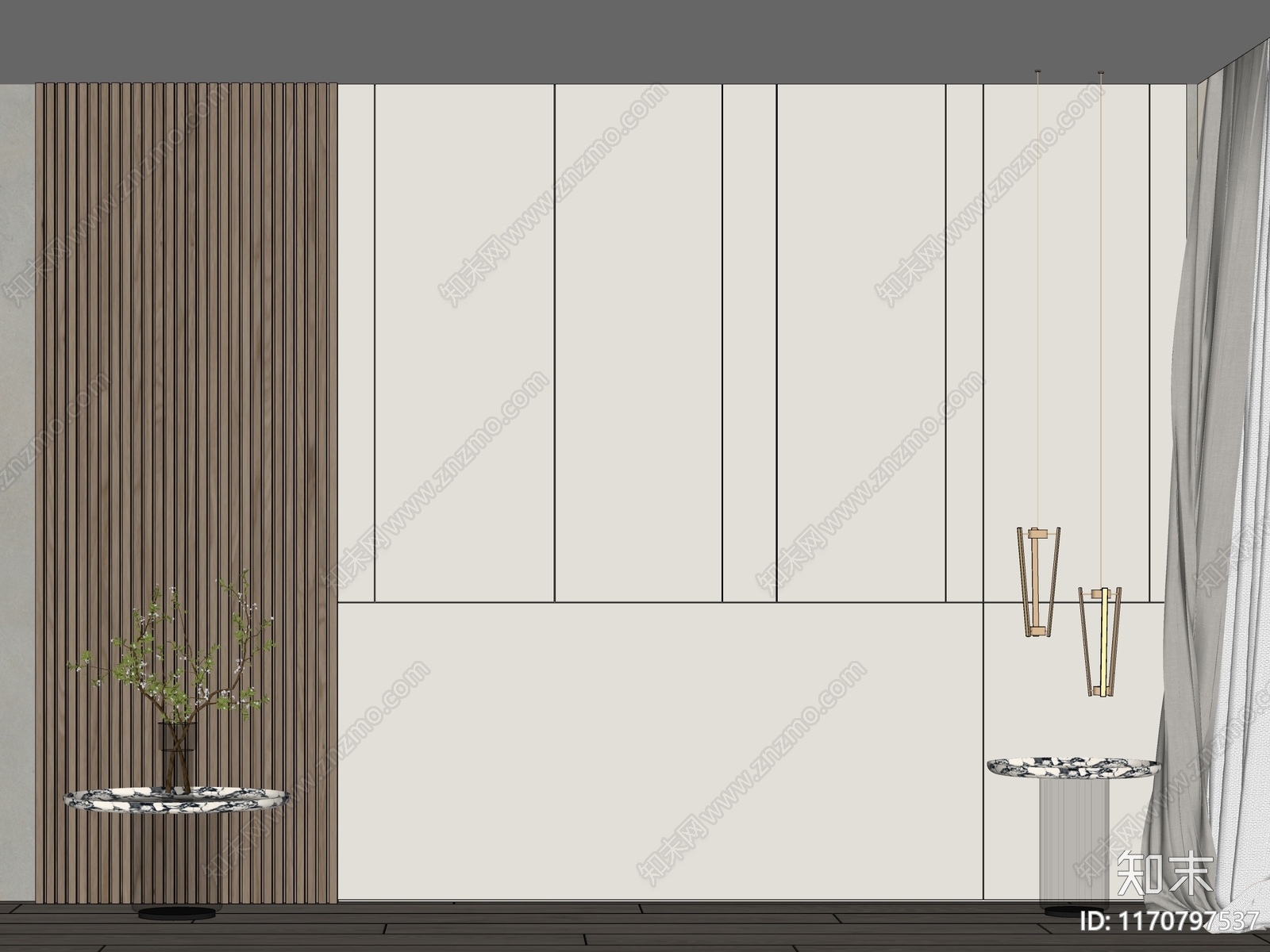 现代简约护墙板SU模型下载【ID:1170797537】