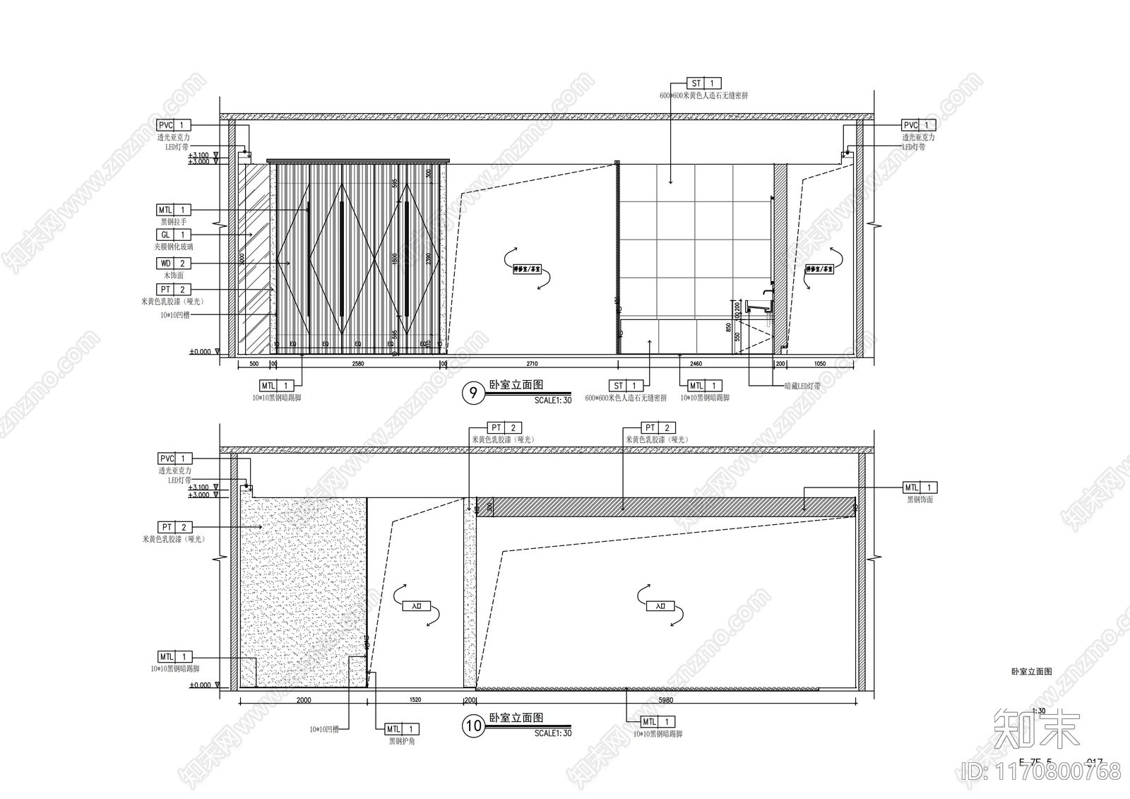 现代整体家装空间cad施工图下载【ID:1170800768】